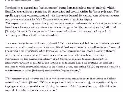 Press Release for Company Expansion