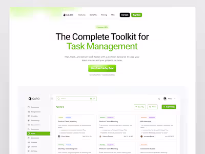 SaaS Task Management Landing Page Design
