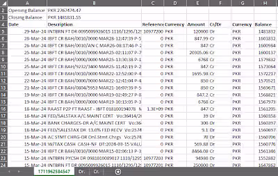 Conversion of bank statement from
