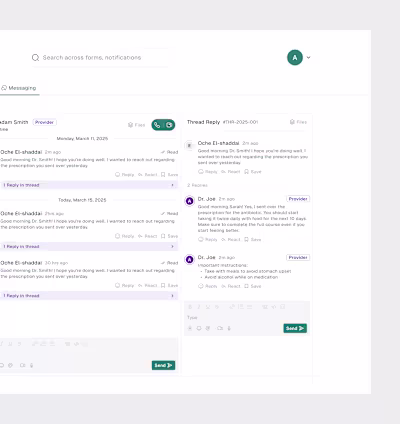 Messaging UI with thread. I love every bit of this project 😊