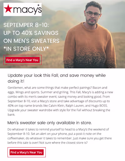 (Spec Ad) Macy’s Men’s Sweater Sale Email | My Work