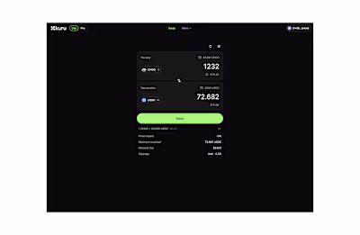 Crypto tokens swap page design.