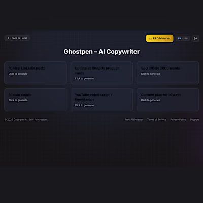 Developed Ghostpen, an AI-powered SaaS