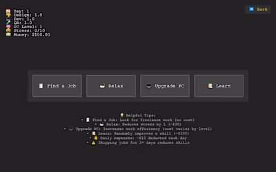 The player is a freelancer stuck in an endless work loop: Fi...