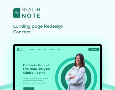 HealthNote UI Landing page