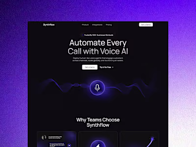 Synthflow — Voice AI Landing Page Design