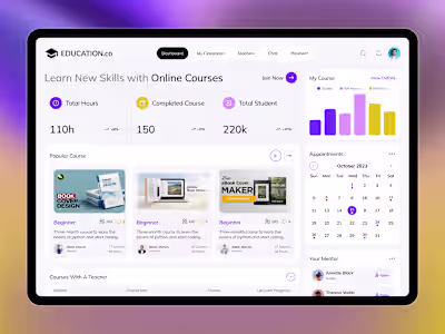 Online Education Dashboard UI/UX Design