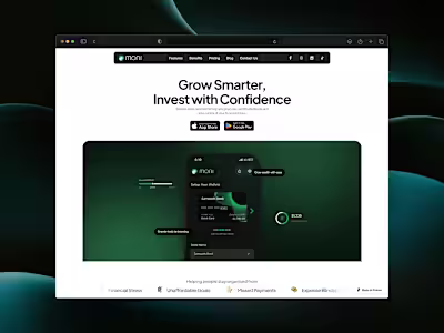Moni Financial Platform Landing Page Design