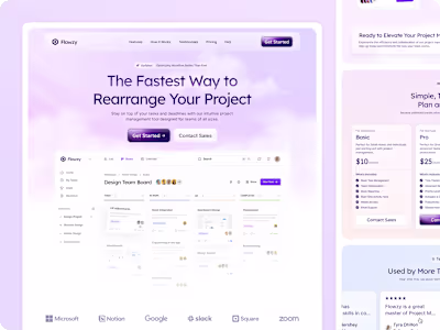 Flowzy – Task Management SaaS UI & Landing Page Design
