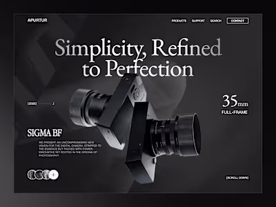 A modern landing page exploration for a full-frame 35mm digi...