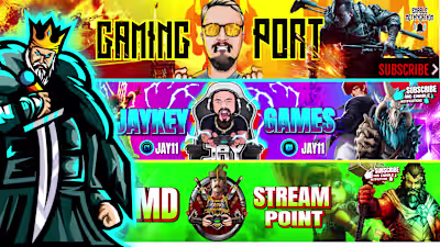 youtube gaming banner and logo design