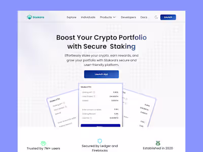 Stakora Landing Page Design
