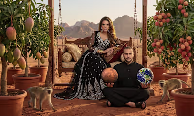 An imagined scene where luxury meets the red planet: my cous...