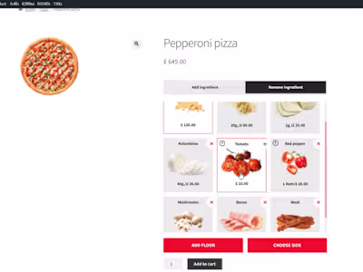 Add ingredient selection to product page