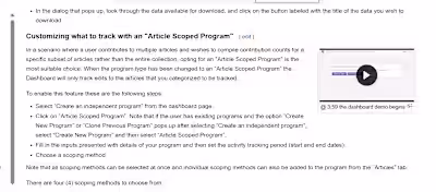 Customizing what to track with an Article Scoped Program 