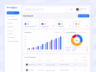 Here is my Barber shop Dashboard👇 We available for Freelanc...