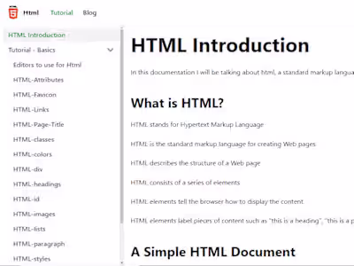 Html Tutorial documentation site