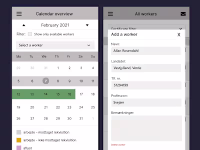 Wireframes for CRM Warehouse Management Software