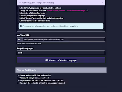 YouTube Podcast Translator — language access without platfor...