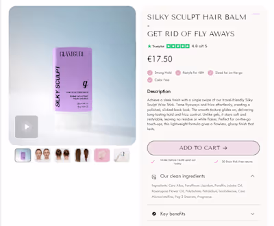 Glamguru Product Page Design