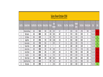 Created  a Salary Sheet 