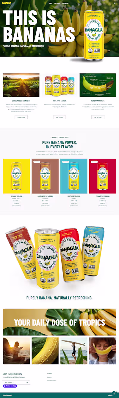 Banagua Shopify Store Design – Clean Beverage D2C Brand