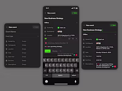 Creating a new event - next level Mobile App