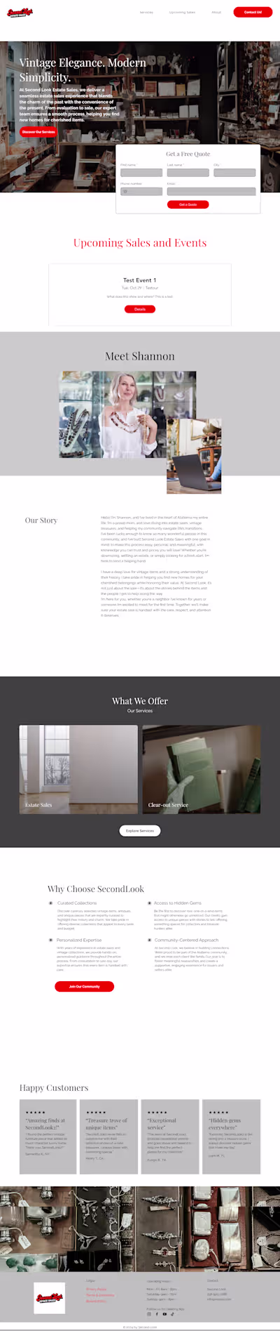 Estate Sales Small Business Custom Duda Website