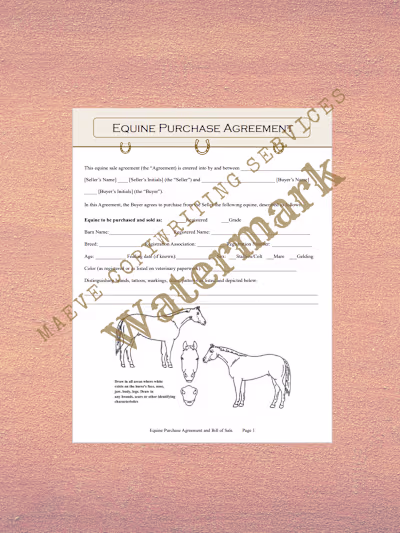 Equine Purchase Agreement
