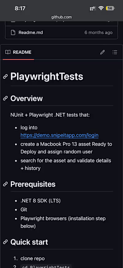 NUnit + Playwright .NET tests