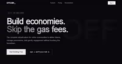 Offcoin - Build Token Economies Without Gas Fees