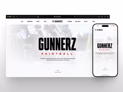 Gunnerz Paintball - Team Website / Shopify Ecommerce Integration