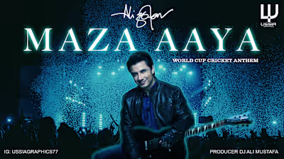 Title poster for Ali Zafar song "MAZA AAYA"