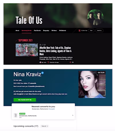 Follow Artists UX Copy