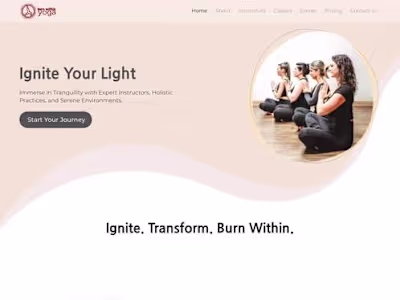 A website for a yoga company in Ohio