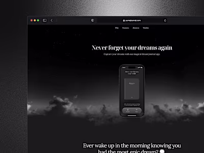 dreamy landing page for yume