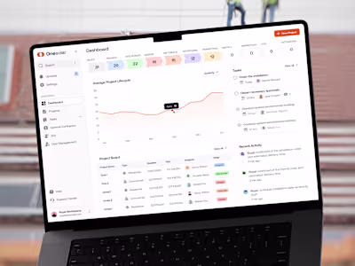 Onesolar - Solar Management Webapp UI/UX