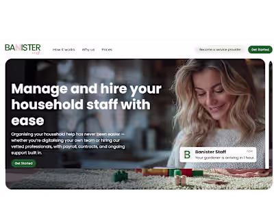 The service provider page of