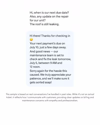 Handling Billing and Facility Issues via Text Support