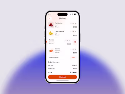 Grocery Mobile App Cart Page Design