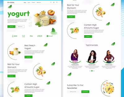 food website landing page design