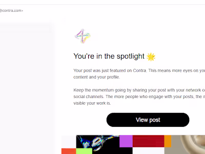 My Post Was Just Featured on Contra! I got a great notificat...