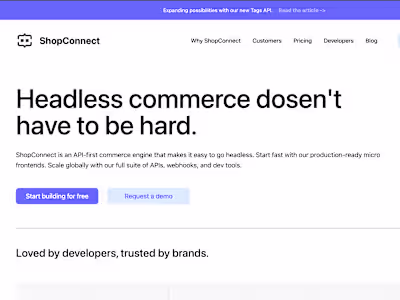 Shop Connect - An headless commerce landing page