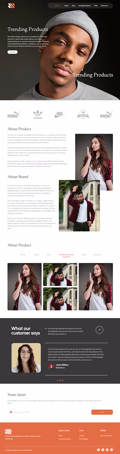 Landing Page Design for a Fashion Product Website