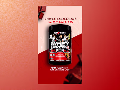Whey Protein Product design for a Instagram story post. Size...