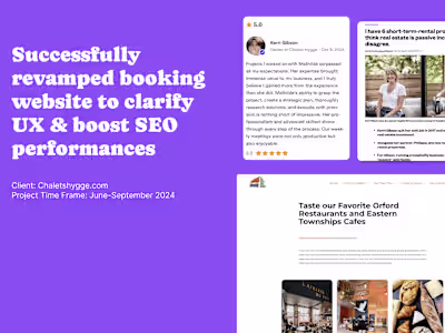 Successfully revamped booking website to clarify UX & boost SEO