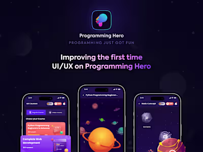 Improving the first-time UI/UX on Programming Hero 