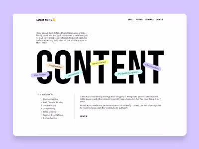 Copywriter Portfolio Website Build with Webflow