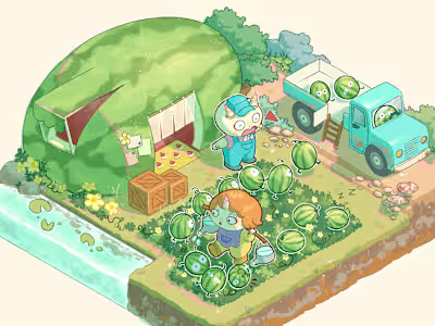 Harvesting watermelons | Illustration 