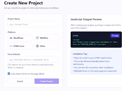 TriggerForm – Automate Workflows from Any Web Form
